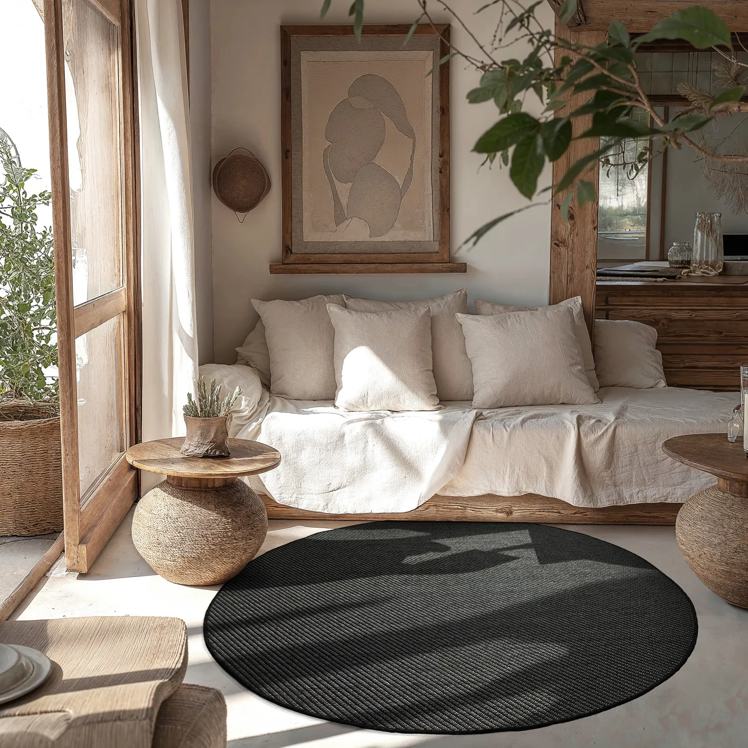 Kulatý koberec - Indoor/Outdoor Bennett (černý)