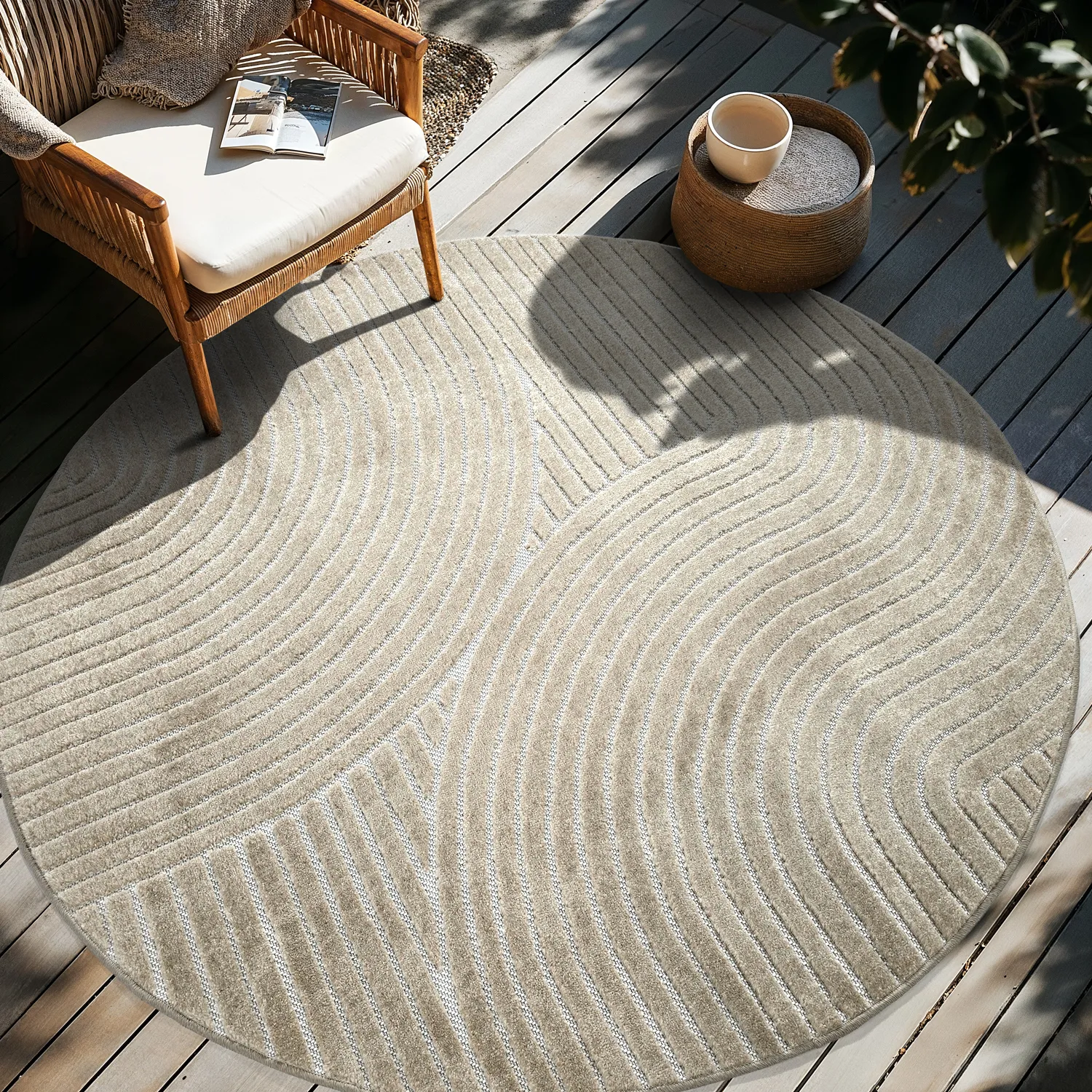 Kulatý koberec - Indoor/Outdoor Devon (béžový)