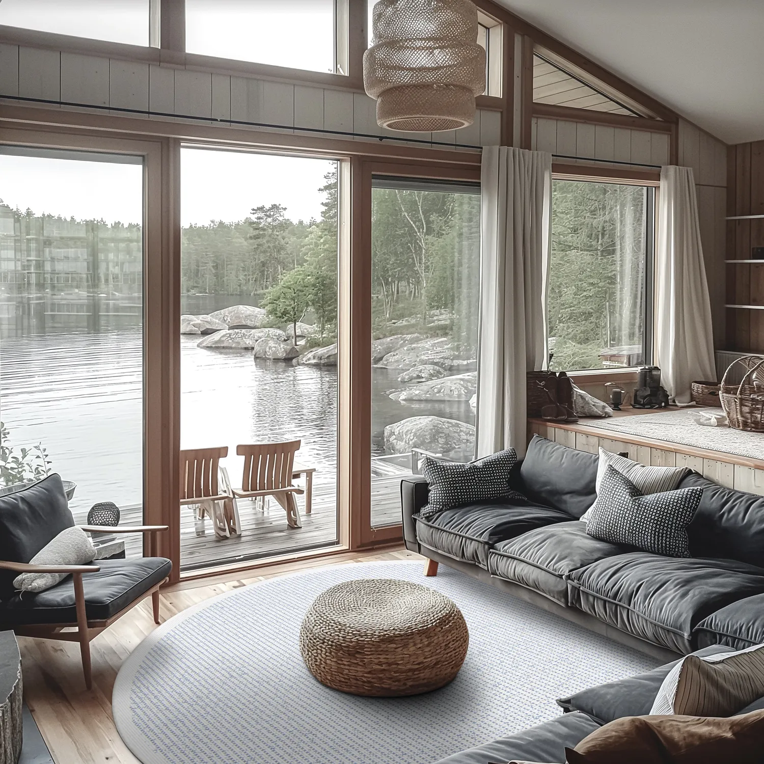 Kulatý koberec - Tromsø (modrá)