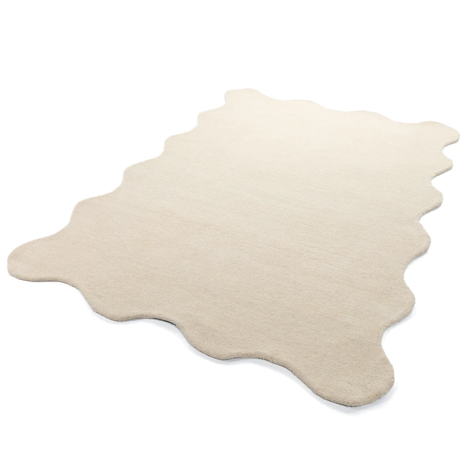 Vlnitý vlnený koberec - Diu Hand Tufted Wool Premium (krém)