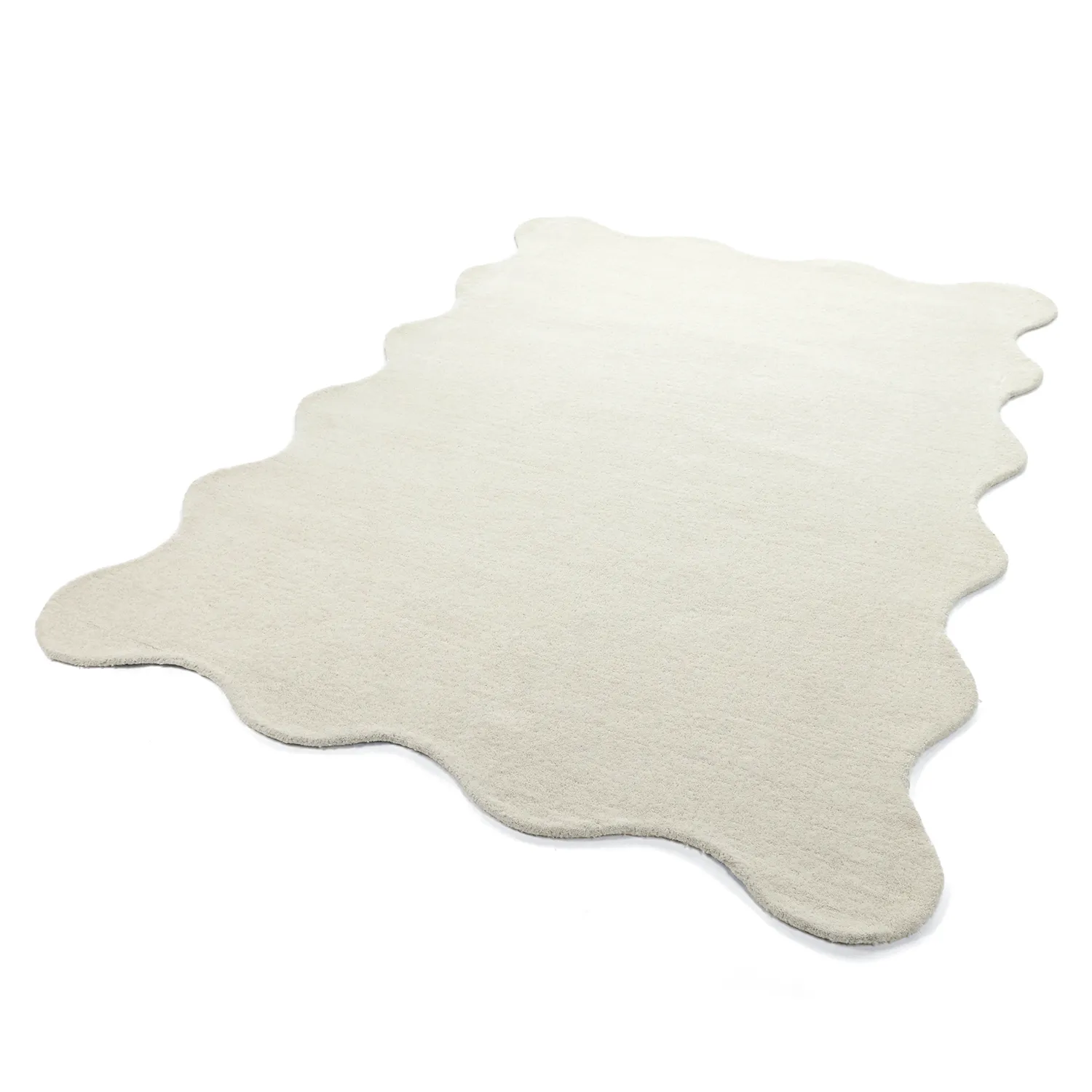 Vlnitý vlnený koberec - Diu Hand Tufted Wool Premium (bílý)