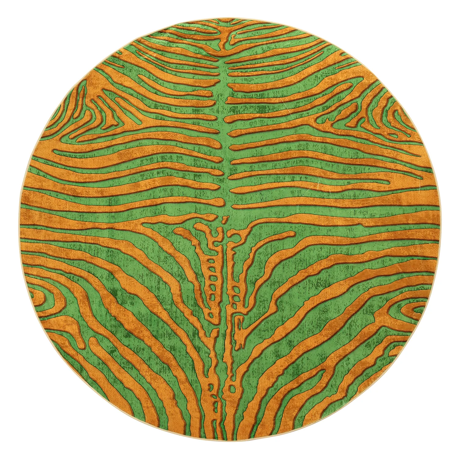 Kulatý koberec - Zebra (zelená/oranžová)